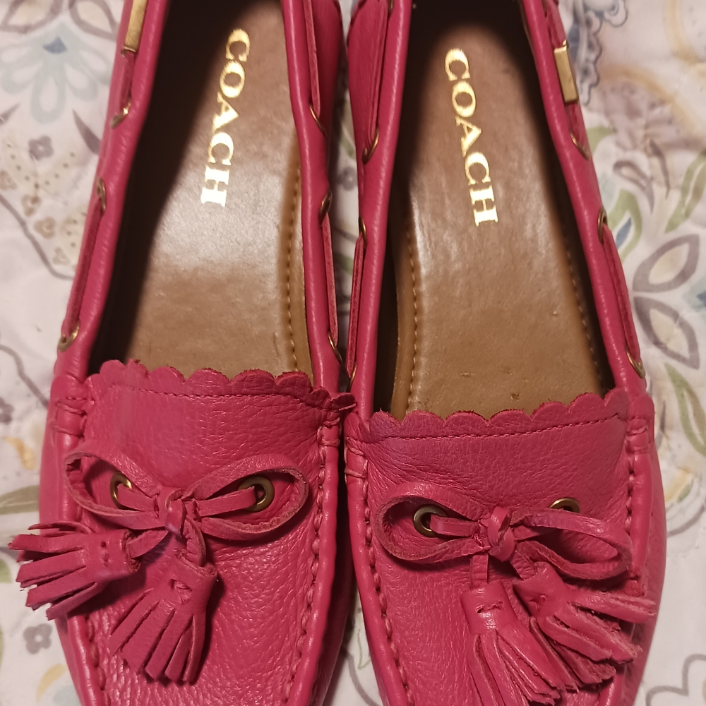 Coach Pink Suede Flats with Tassels